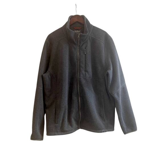 LL Bean Men's XL Zip Up Fleece Dark Gray Preppy Casual Winter College EUC 500020 - Picture 3 of 6